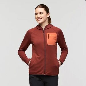 Cotopaxi Women's Rust Zip Hoodie with Orange Chest Pocket